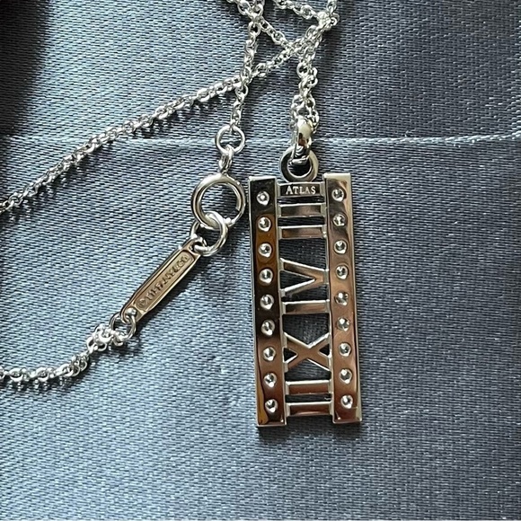 Tiffany & Co. Necklace Diamond 18K White Gold Atlas Pendant W/Tiffany Box & Bag - Picture 6 of 6